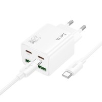  Lādētājs Hoco N56 2xUSB-C/2xUSB-A PD30W + USB-C to USB-C kabelis 1.0m white 